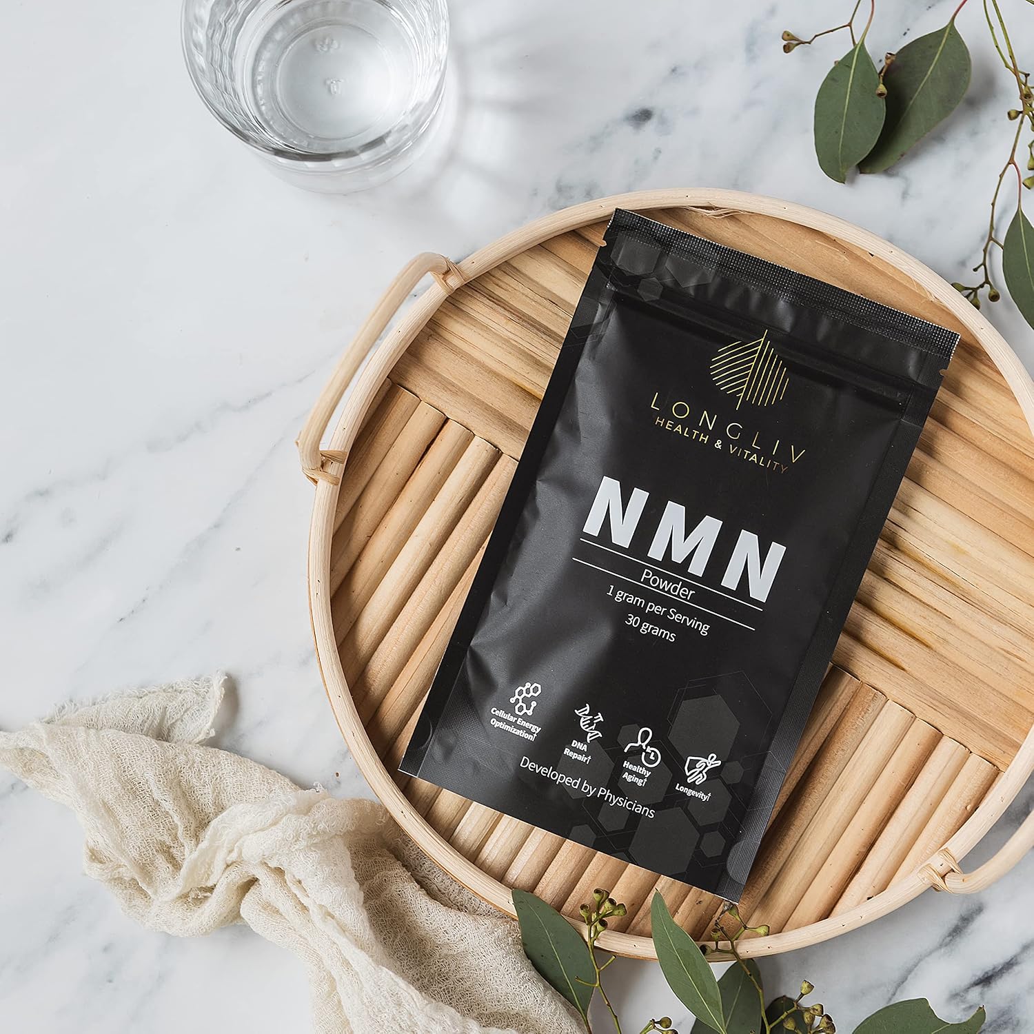 Suplemento NMN en Polvo – Nicotinamida Mononucleótido – 1000 mg por dosis – 30 g – LongLiv