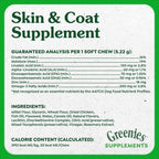 Greenies Suplemento para Perros Piel y Pelaje con Aceite de Pescado y Omega 3, Sabor a Pollo, Gomitas Blandas, Tarro de 417 g, 80 unidades