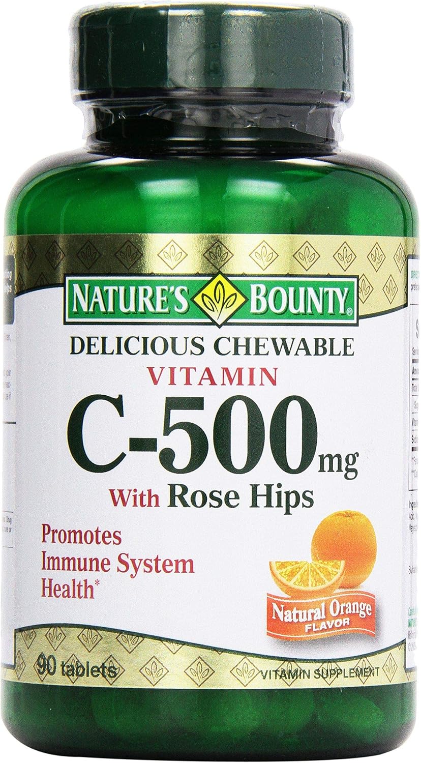 Nature's Bounty Vitamina C 500 mg Masticable con Escaramujo, 90 Comprimidos