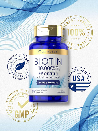 Carlyle Biotin 10000mcg | 150 Cápsulas | – La biotina contribuye al mantenimiento de la piel en condiciones – Image 5