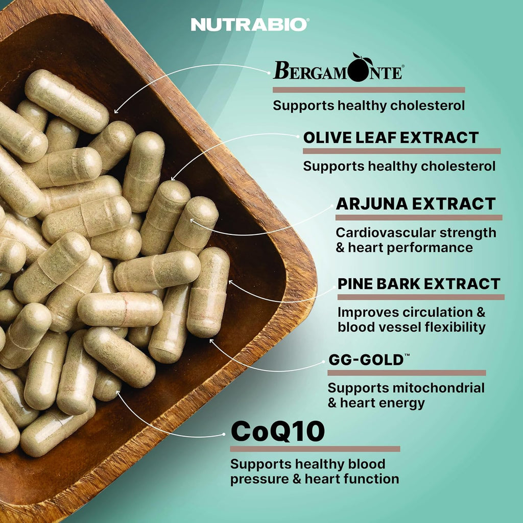 NutraBio Heart - Suplemento Cardiovascular, 90 Cápsulas