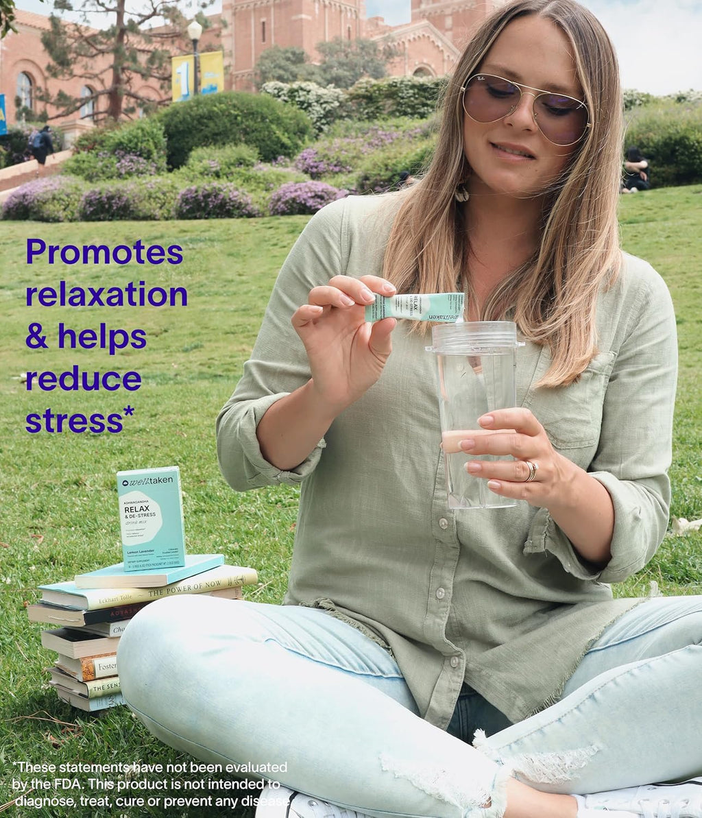 WellTaken Ashwagandha Relax & De-Stress Powder - Limón y Lavanda - 14 sobres