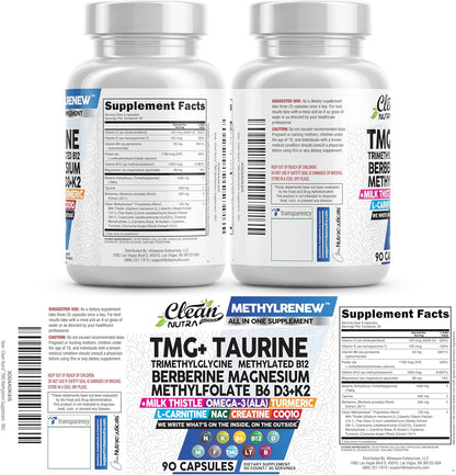 Clean Nutra TMG 1000mg - Multivitamínico – Omega-3, cúrcuma, berberina, L-teanina y creatina: aportan beneficios – Image 9