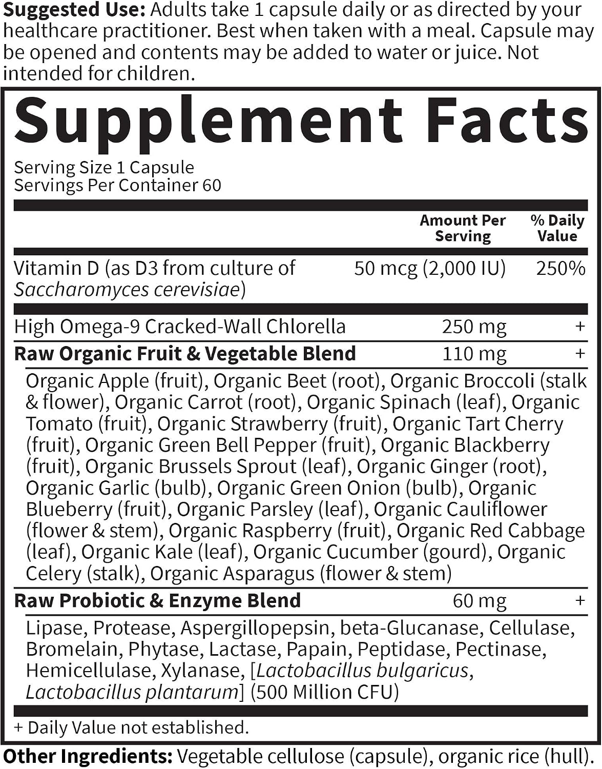 Garden Of Life, Raw Vitamin Code D3 2000 UI, 60 Cápsulas Vegetarianas