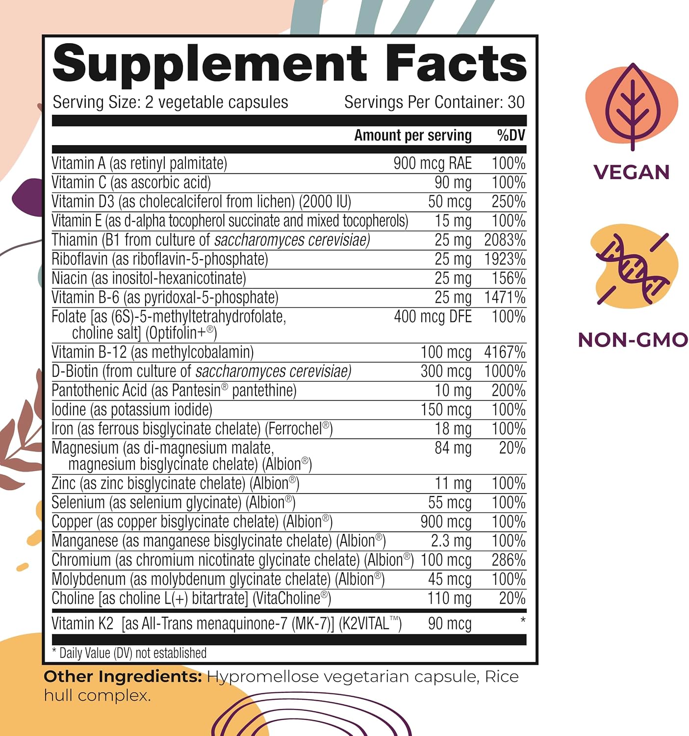 Body Kitchen Women’s Multivitamin with Optifolin+ & VitaCholine – 60 Cápsulas