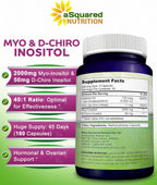 aSquared Nutrition Myo-Inositol & D-Chiro Inositol 40:1 con Vitamina D3 y Zinc - 180 Cápsulas