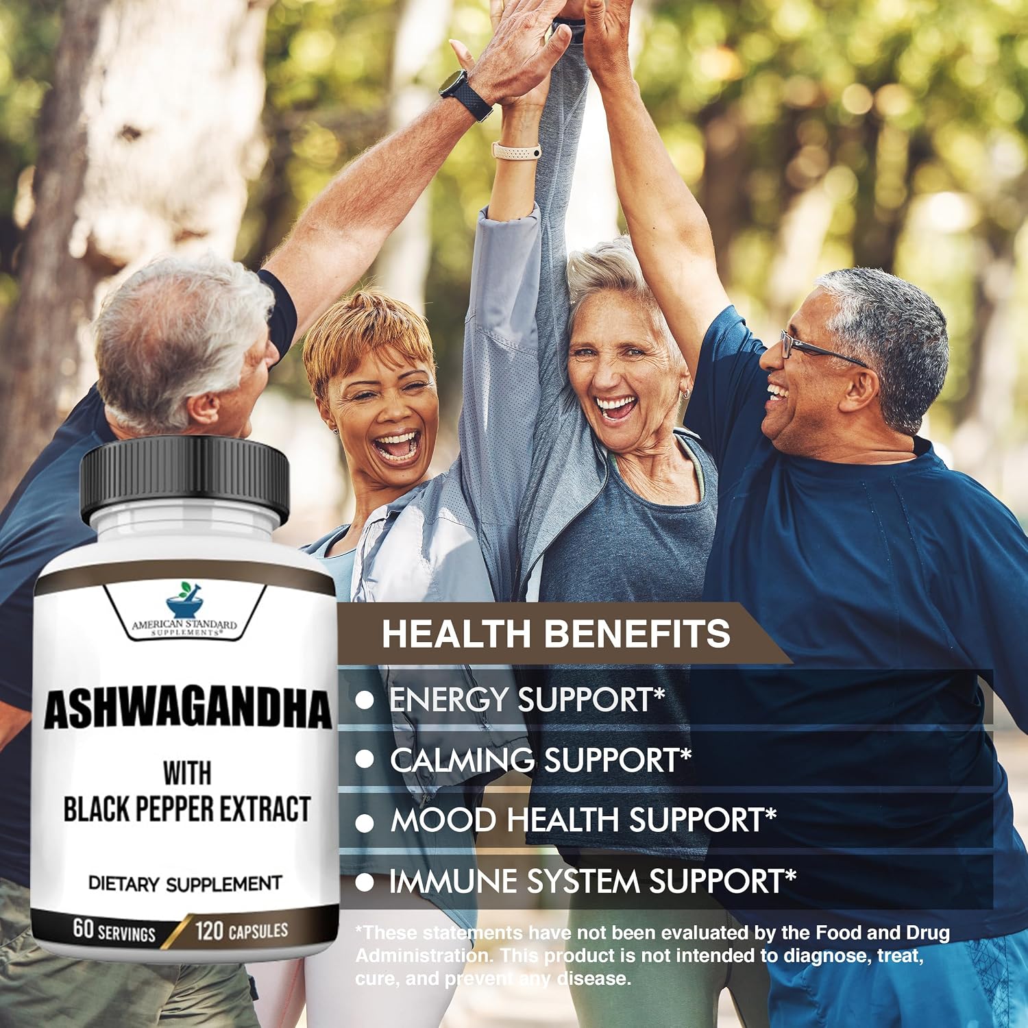 Ashwagandha Orgánica 6000mg con Pimienta Negra - 120 Cápsulas Veganas