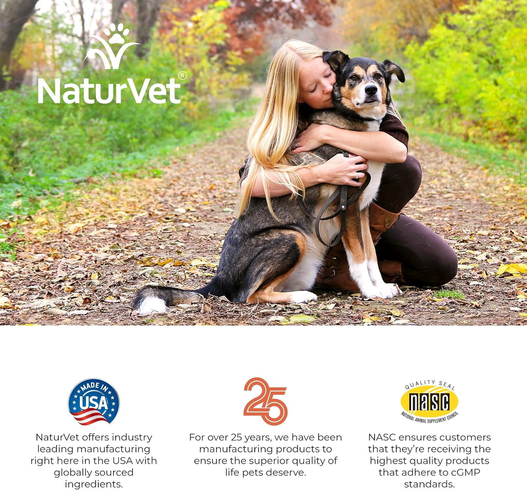 NaturVet VitaPet Senior Vitaminas Diarias para Perros Mayores con Glucosamina - 365 Comprimidos de Liberación Prolongada