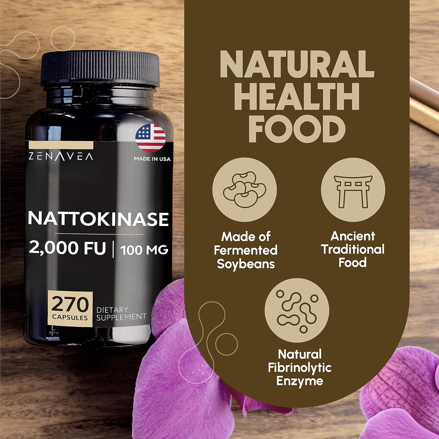 Zenavea Nattokinase 2000 FU - 270 Cápsulas Veganas