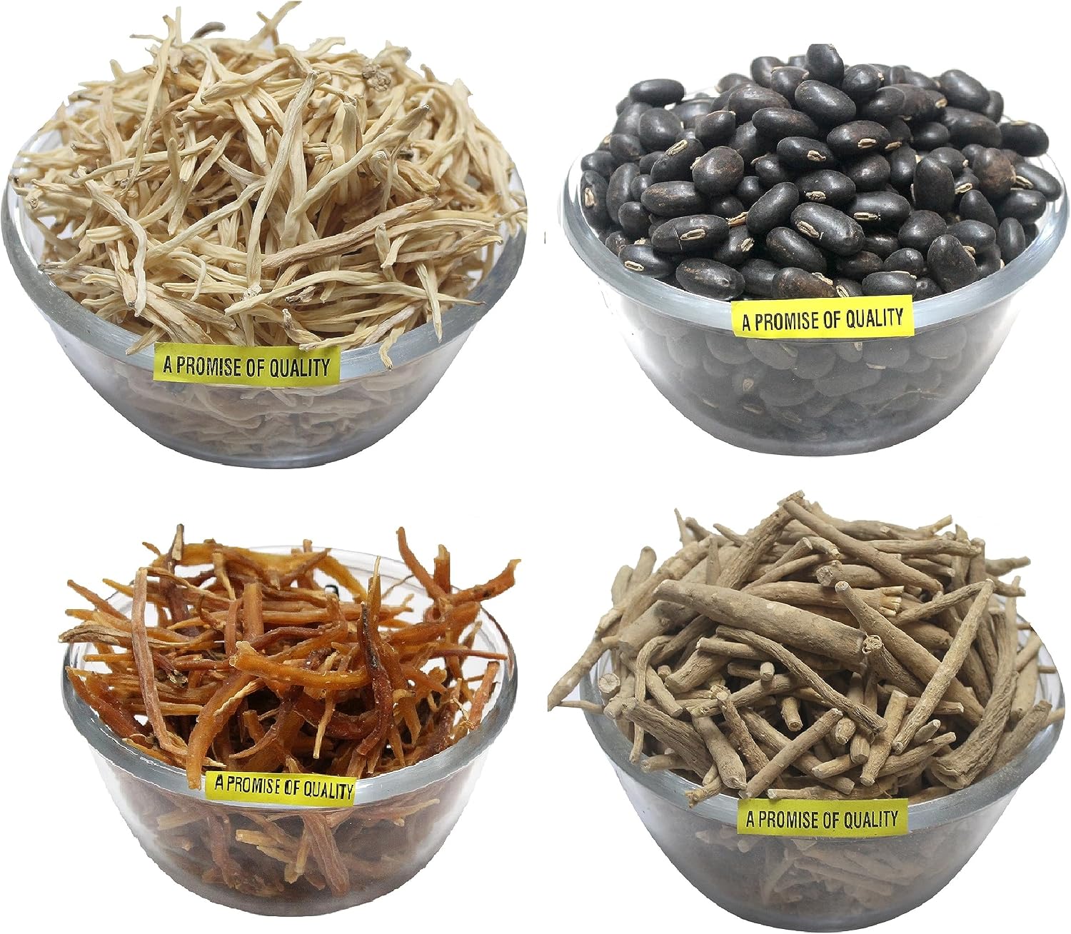 Shatavar, Safed Musli, Ashwagandha, Kaunch Beej Combo Pack - Semillas (200g, 50g cada una)
