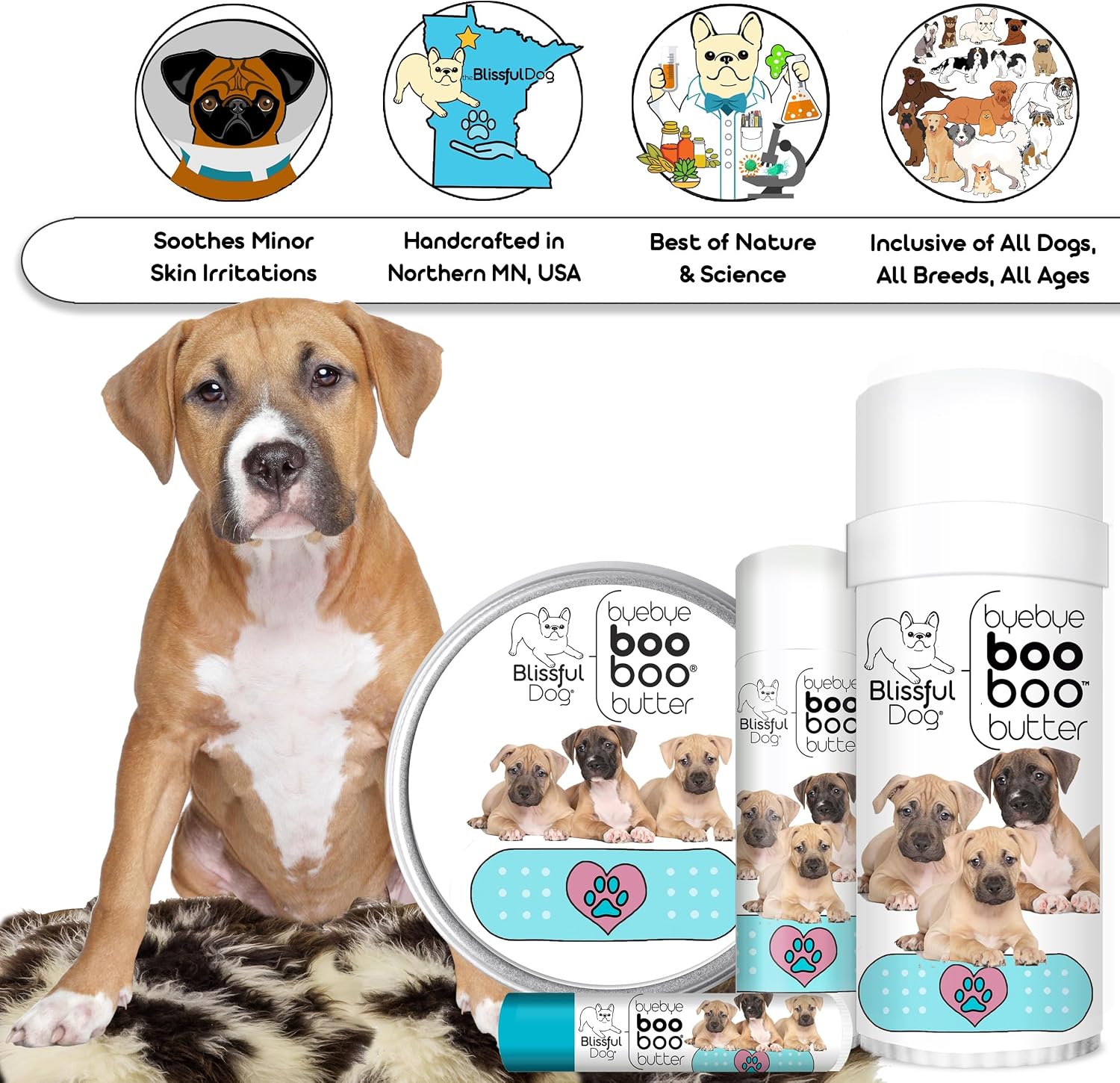 The Blissful Dog Booboo Butter – Bálsamo Tópico para Perros (0.50 oz Tubo)