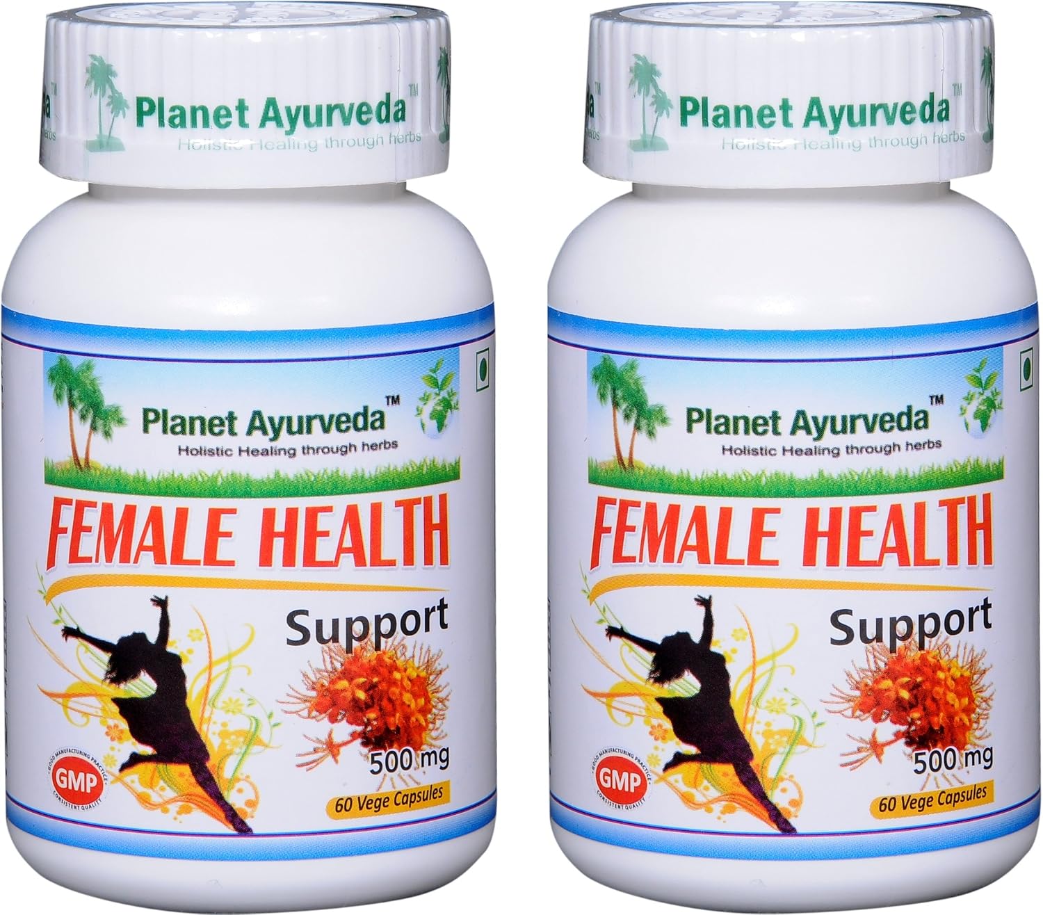 Planet Ayurveda Female Health Support - Suplemento Herbal para Mujeres con Ashok, Lodhra y Shatavari (Pack de 2, 60 Cápsulas Veganas cada una, 500 mg)