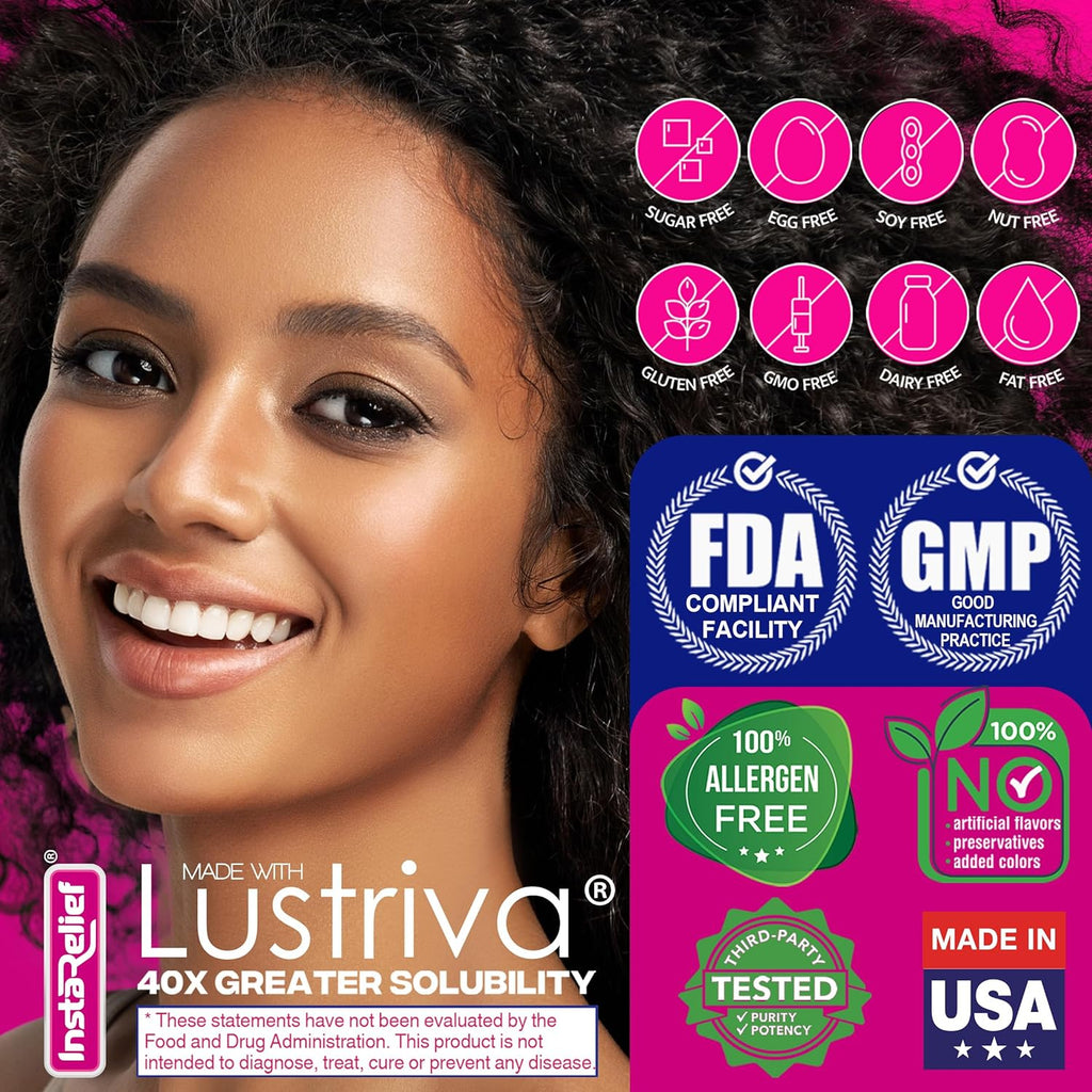 InstaRelief Hair Growth con Lustriva - Biotina 10.000 mcg, Silicio y Arginina - 60 Comprimidos