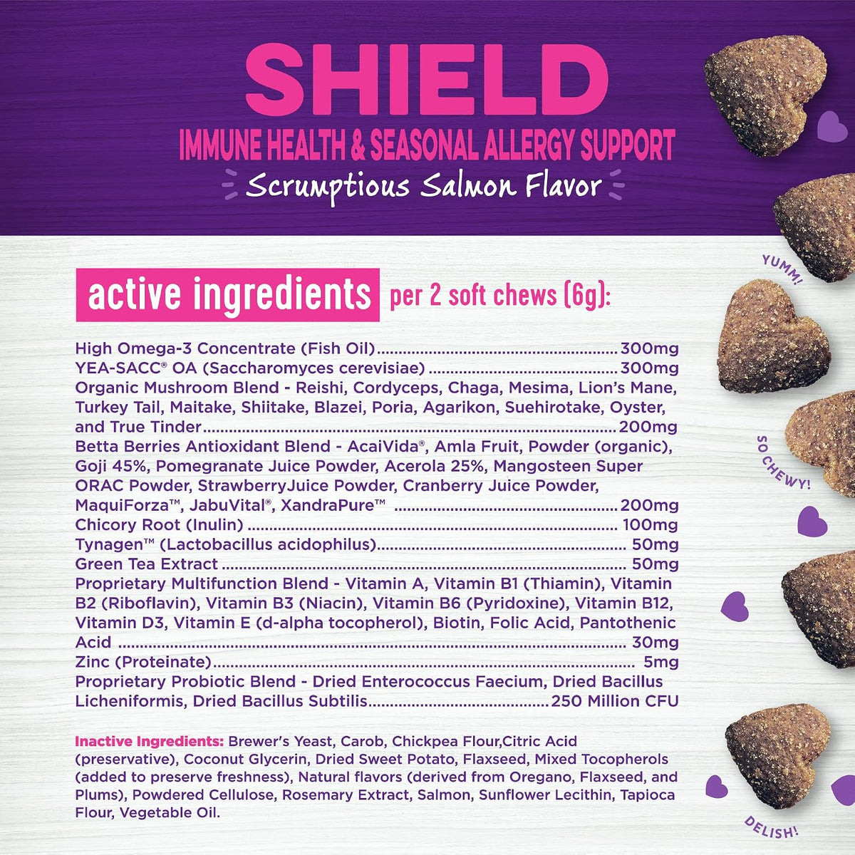 Wellness Salmon Flavored Soft Chew Immune & Allergy Supplements for Dogs, 45 Count – Image 5