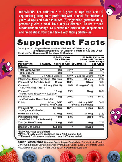 Nature's Truth Kids Multivitamin Gummies with Probiotics | 60 Gomitas | Sabor Berry Punch | Suplemento Vegetariano, No GMO y – Image 2