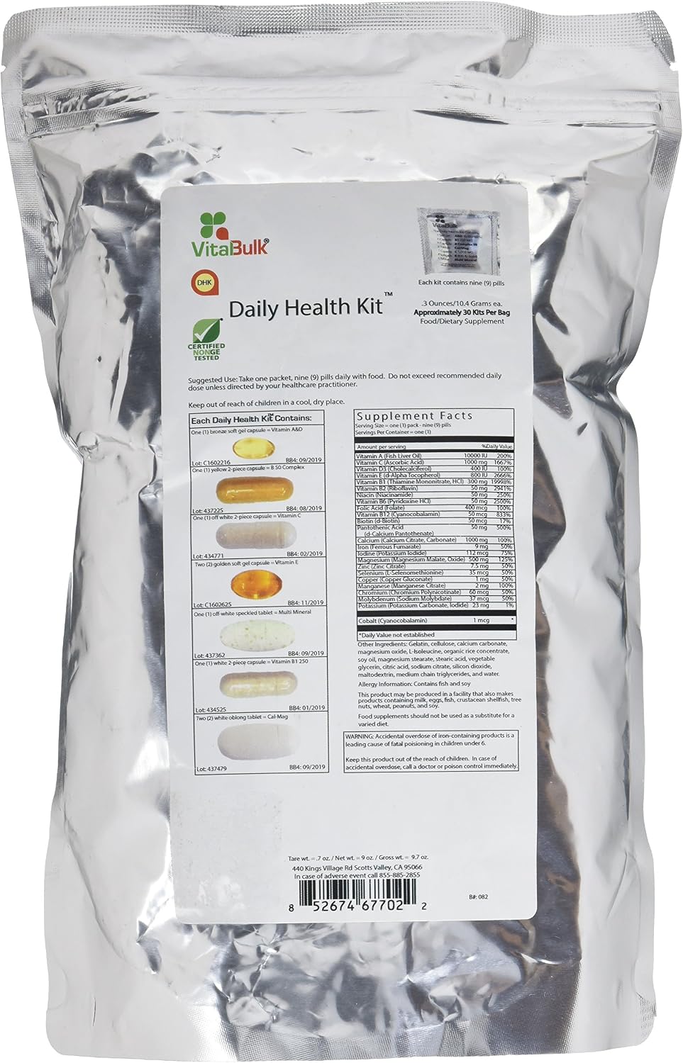 Vital Bulk Daily Health Kit Packet Multivitamins & Mineral 30 Sobres