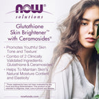 NOW Foods Solutions, Glutathione Skin Brightener con Ceramidas, Hidratante e Iluminador, 30 Cápsulas Vegetales
