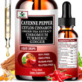 Gotas de Pimienta de Cayena 6 en 1, Alta Absorción - Suplemento Líquido con Canela de Ceilán, Extracto de Té Verde, Cúrcuma y Jengibre
