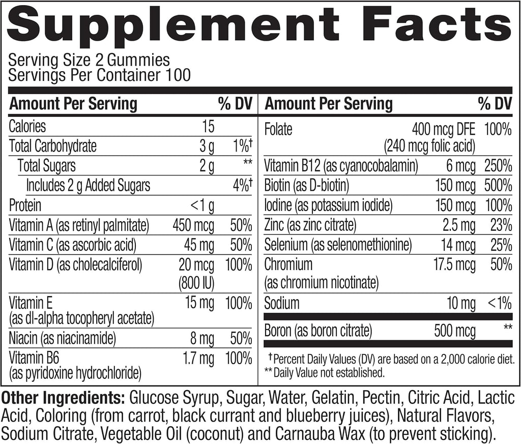 OLLY Women's Multi Vitamin Gummies con Biotina, Sabor Blissful Berry (200 unidades)