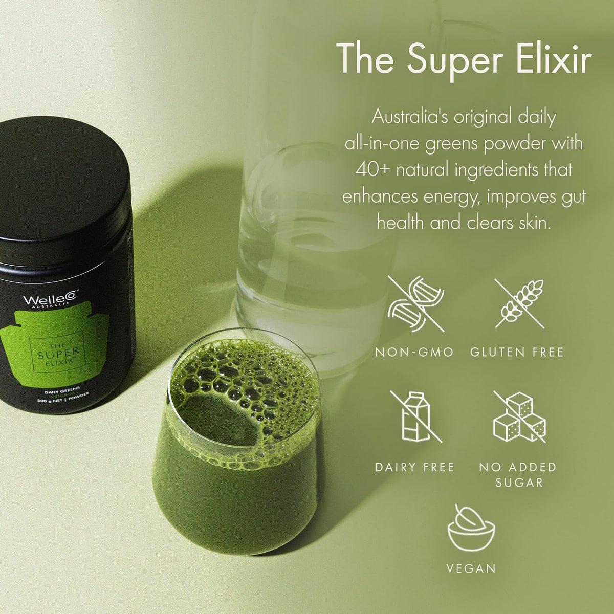 WelleCo The Super Elixir Daily Greens Powder – Superalimentos verdes: como espirulina, clorela, hierba de trigo y – Image 5