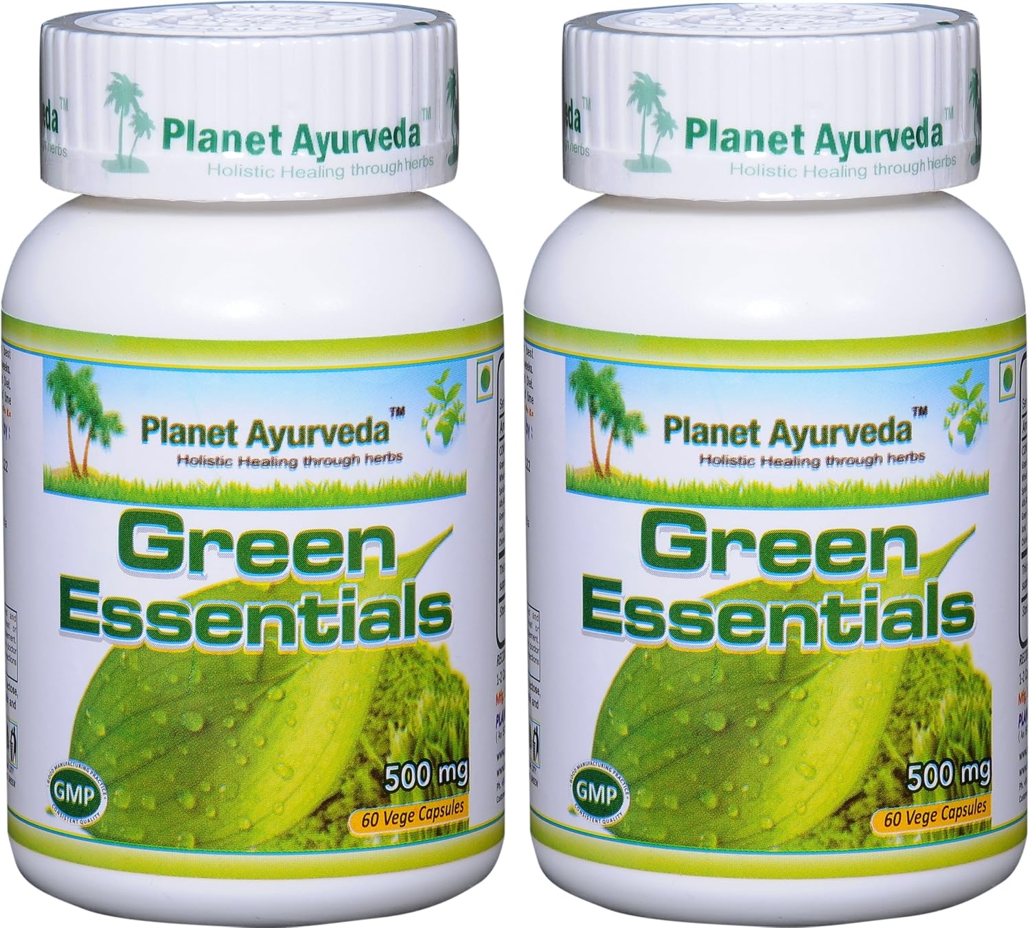Planet Ayurveda Green Essentials, 500mg Cápsulas Vegetales - 2 Frascos