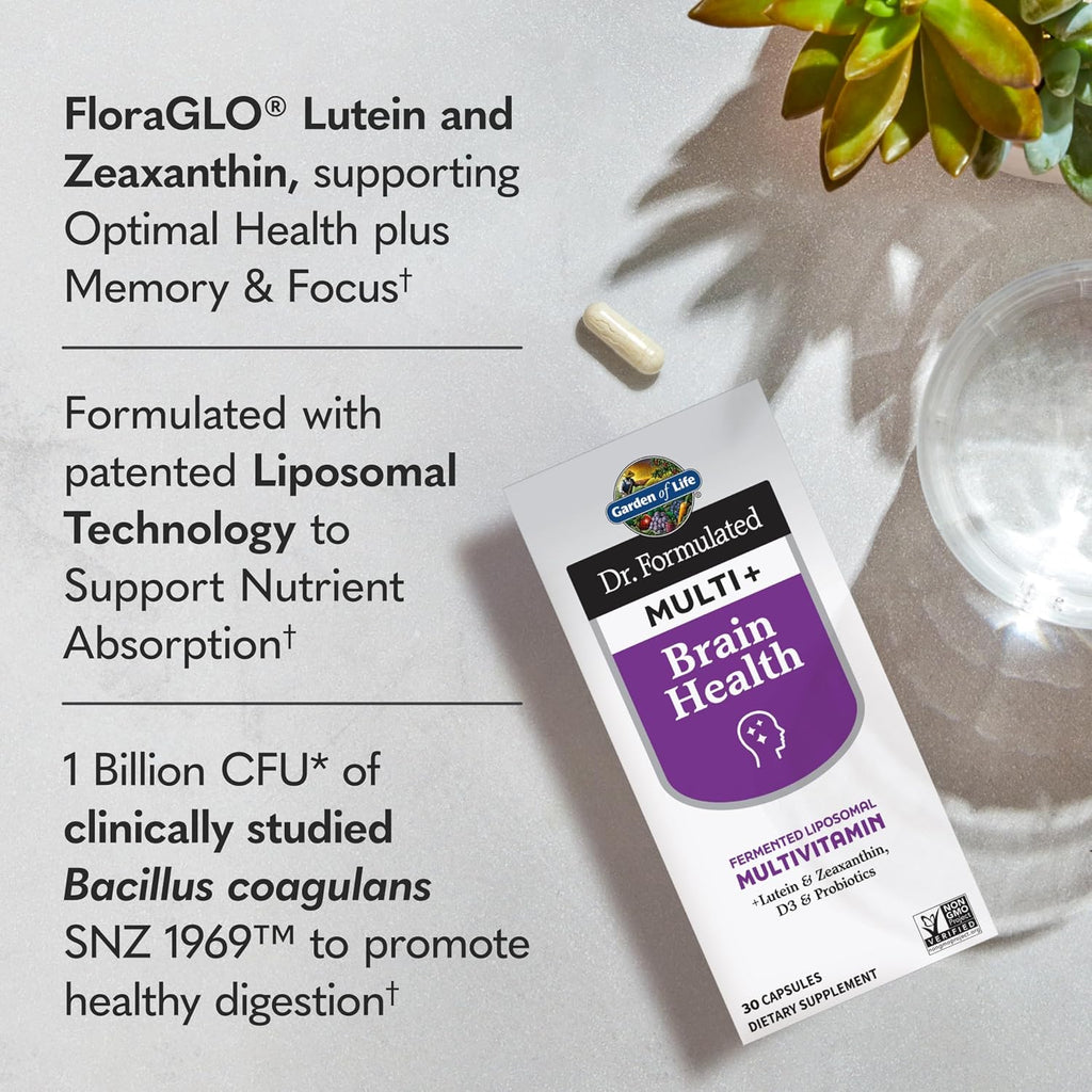 Garden of Life Multi+ Brain Health - Multivitamínico memoria y enfoque, 30 cápsulas