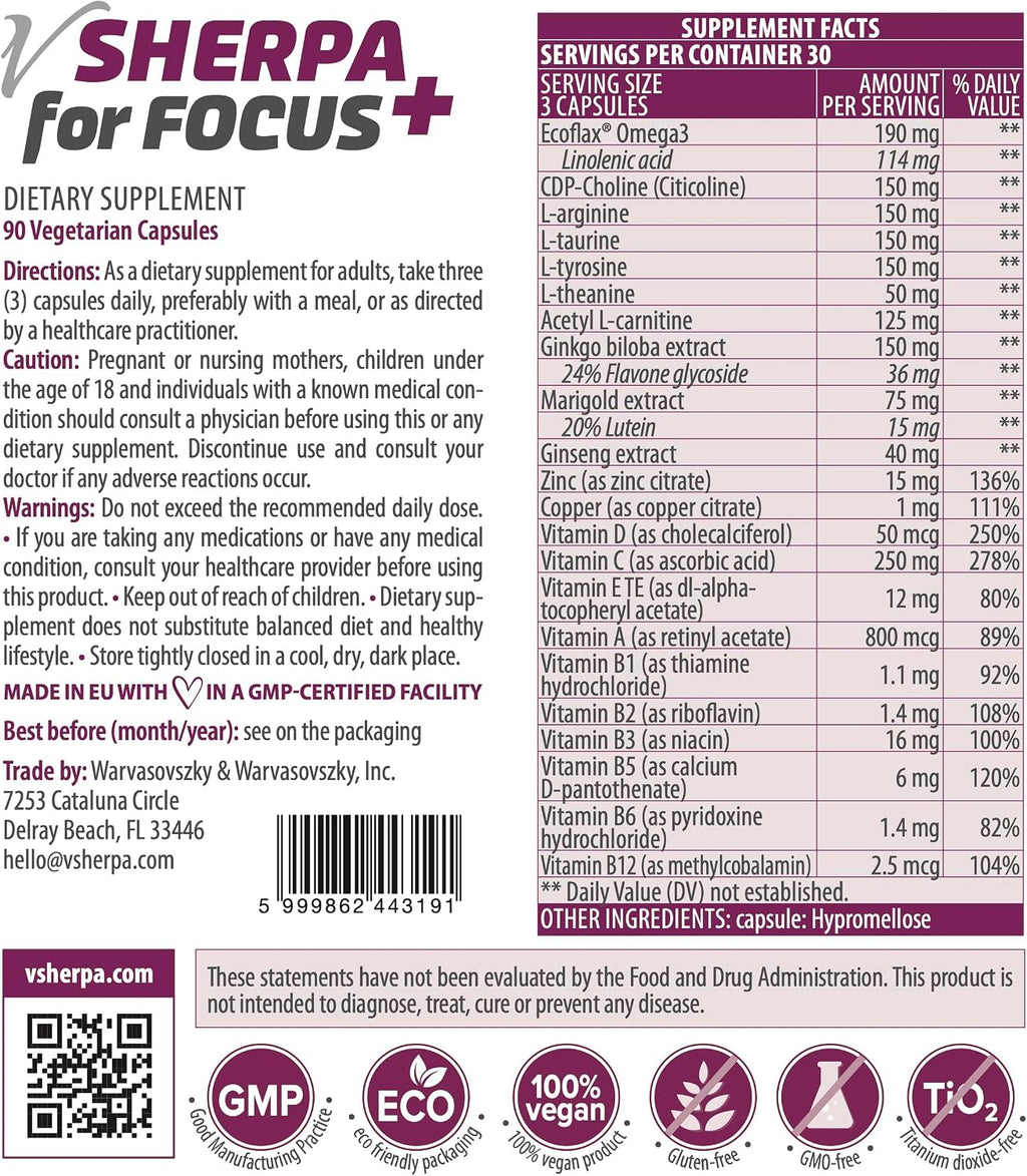 for Focus+ Premium Nootrópico – 90 Cápsulas Veganas