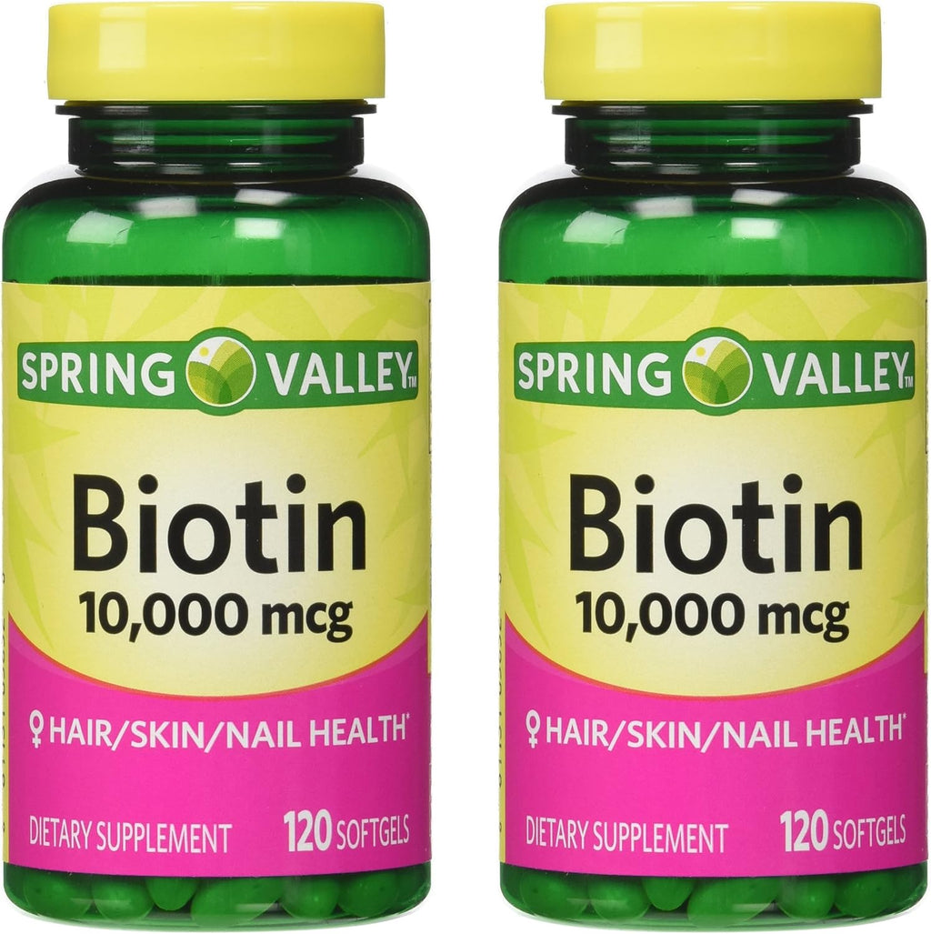 Spring Valley Biotina 10.000 mcg, 240 Cápsulas Blandas (2 Envases de 120)