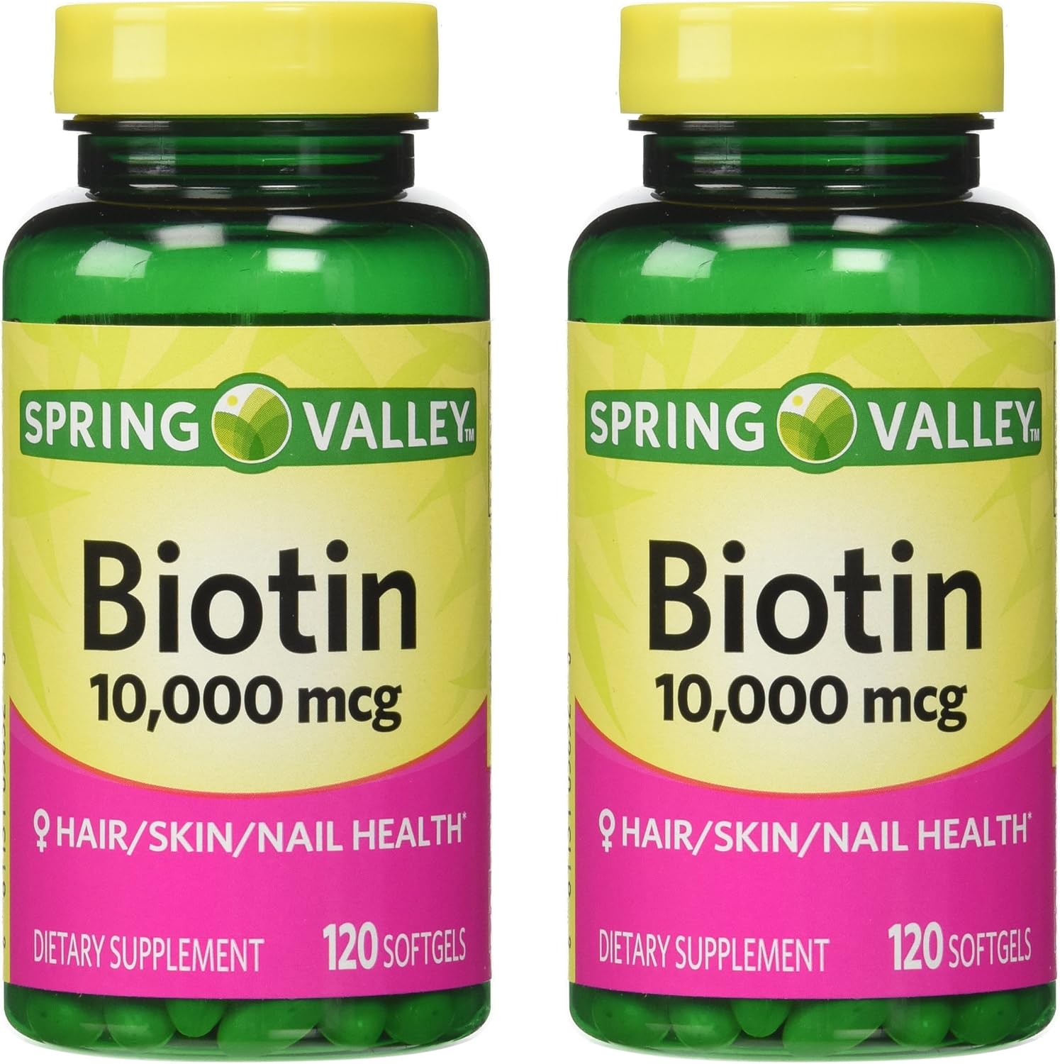 Spring Valley Biotina 10.000 mcg, 240 Cápsulas Blandas (2 Envases de 120)