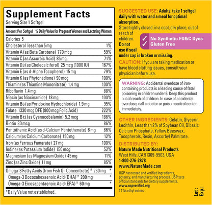 Nature Made Vitaminas Prenatales con Ácido Fólico y DHA, 110 Cápsulas Blandas – Image 8