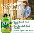 NATURELO Multivitamínico Diario para Hombres con Vitaminas, Minerales y Alimentos Integrales Orgánicos - 240 Cápsulas Vegetarianas