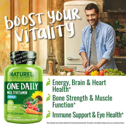 NATURELO Multivitamínico Diario para Hombres – Salud inmunitaria: La vitamina D, el zinc y el selenio contribuyen – Image 2