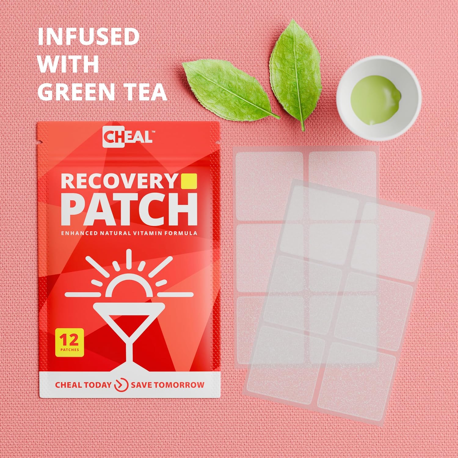 CHEAL Party Recovery Patches - 12 Parches - Recuperación Post-Fiesta - Complejo B - 100% Natural - Transparente e Impermeable