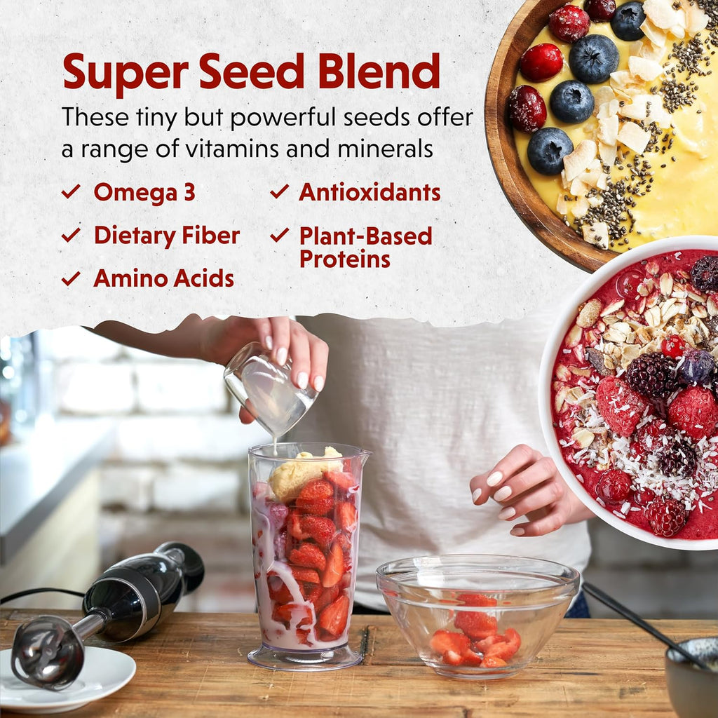 Organic Flax, Chia, and Coconut Seed Blend with 2,330 mg Omega-3 Fatty Acids, Fiber Supplement with Whole Chia Seeds and Ground Flax, 340g