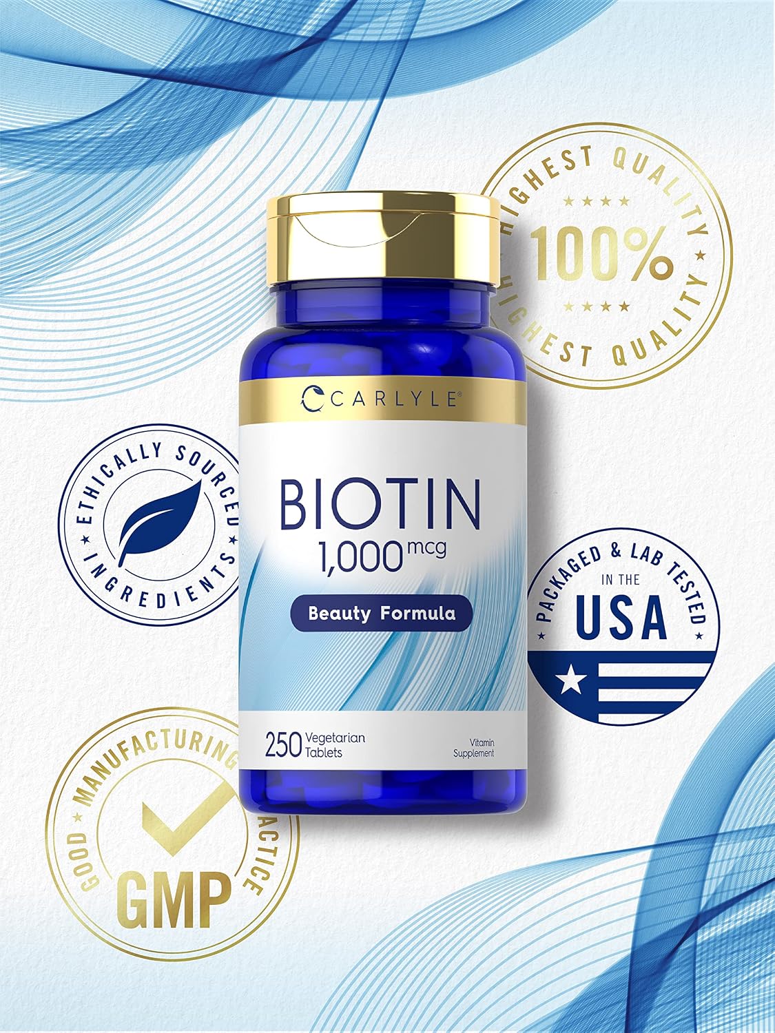 Carlyle Biotin 1000mcg | 250 Vegetarian – La biotina contribuye al mantenimiento de las membranas mucosas en – Image 5