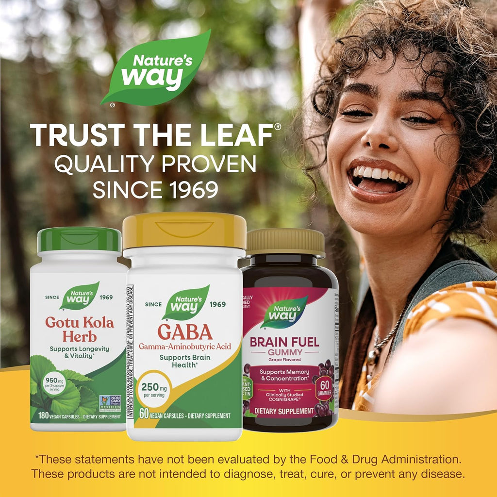Nature's Way GABA (Ácido Gamma-Aminobutírico) - 250 mg, 60 Cápsulas Veganas
