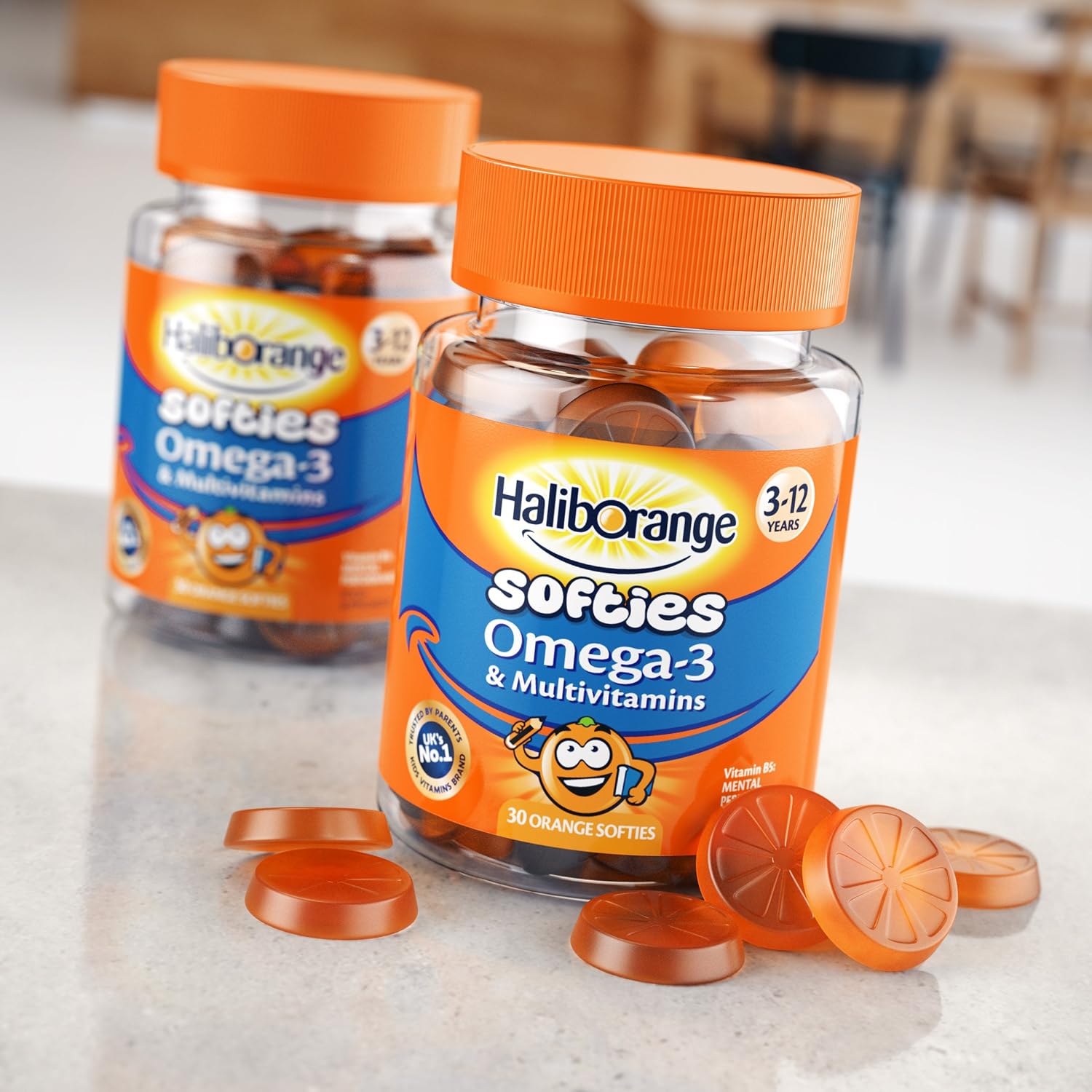Haliborange Kids Omega-3 y Multivitaminas Softies Naranja 30 unidades (Pack de 3)