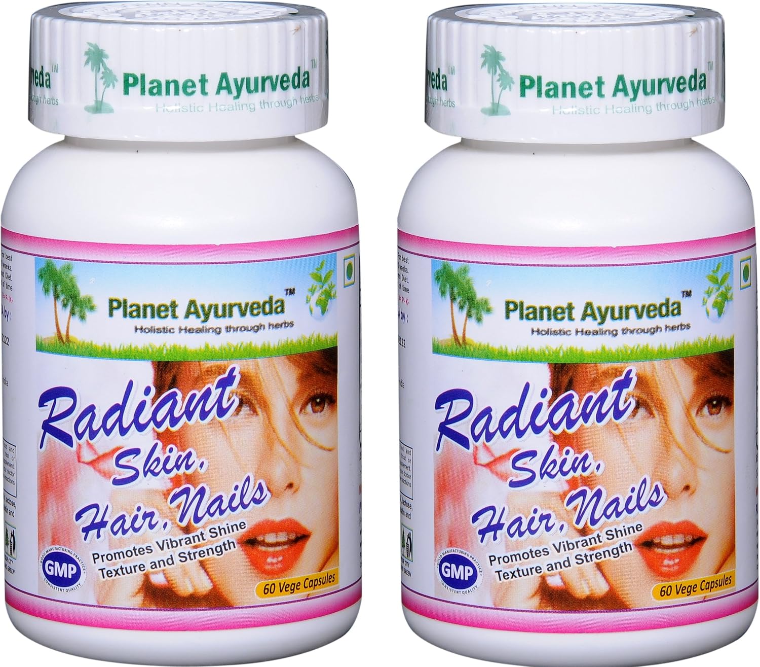 Planet Ayurveda Radiant Hair Skin Nails, 500 mg Cápsulas Vegetales - 2 Envases