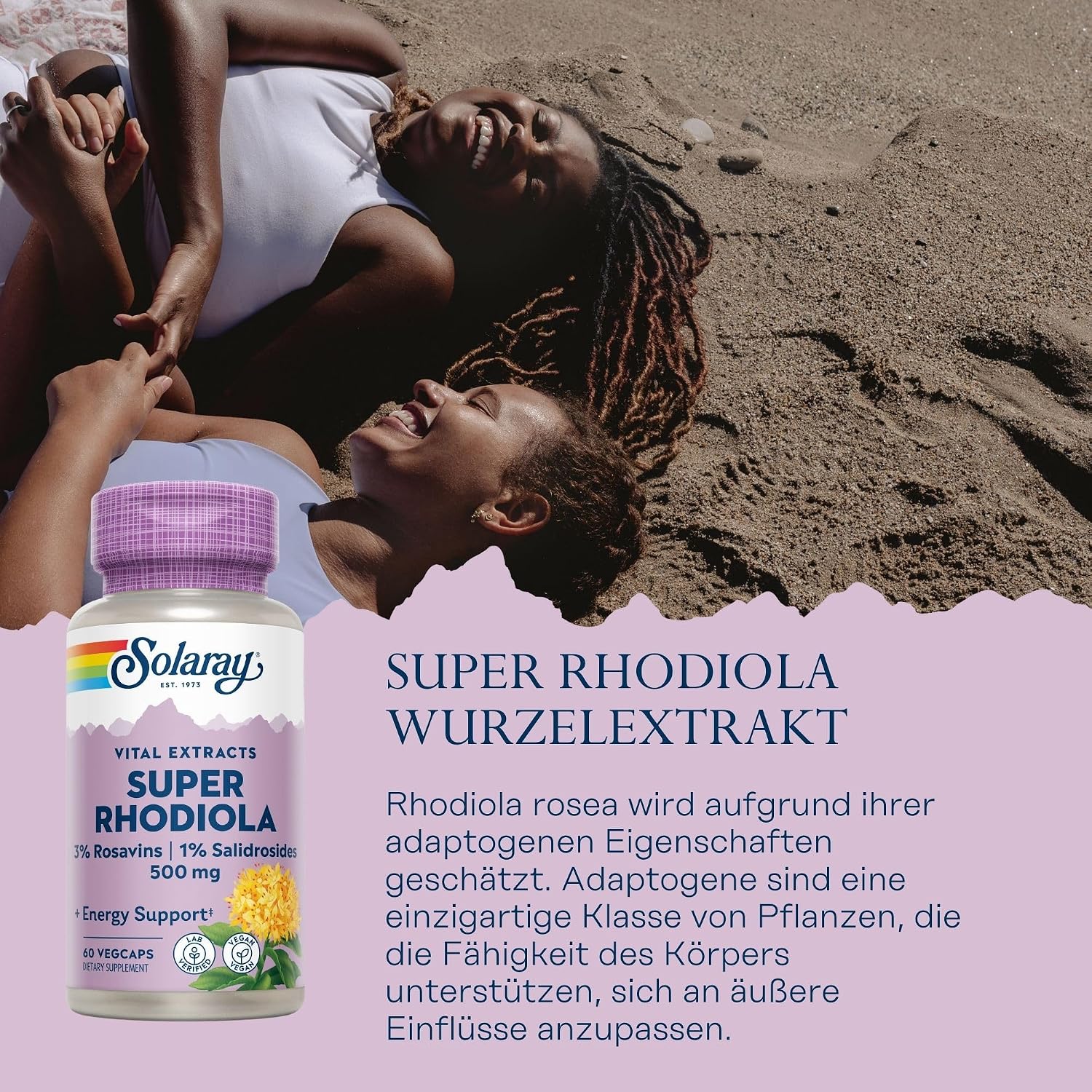 Solaray Super Rhodiola Root Extract 500 mg - 60 Cápsulas Vegetales