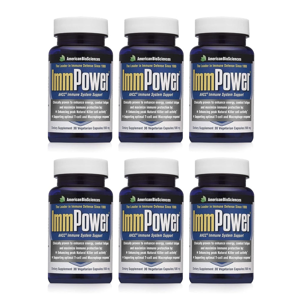 ImmPower AHCC Mushroom Supplement 6-Pack, 30 Vegetable Capsules, 500 mg