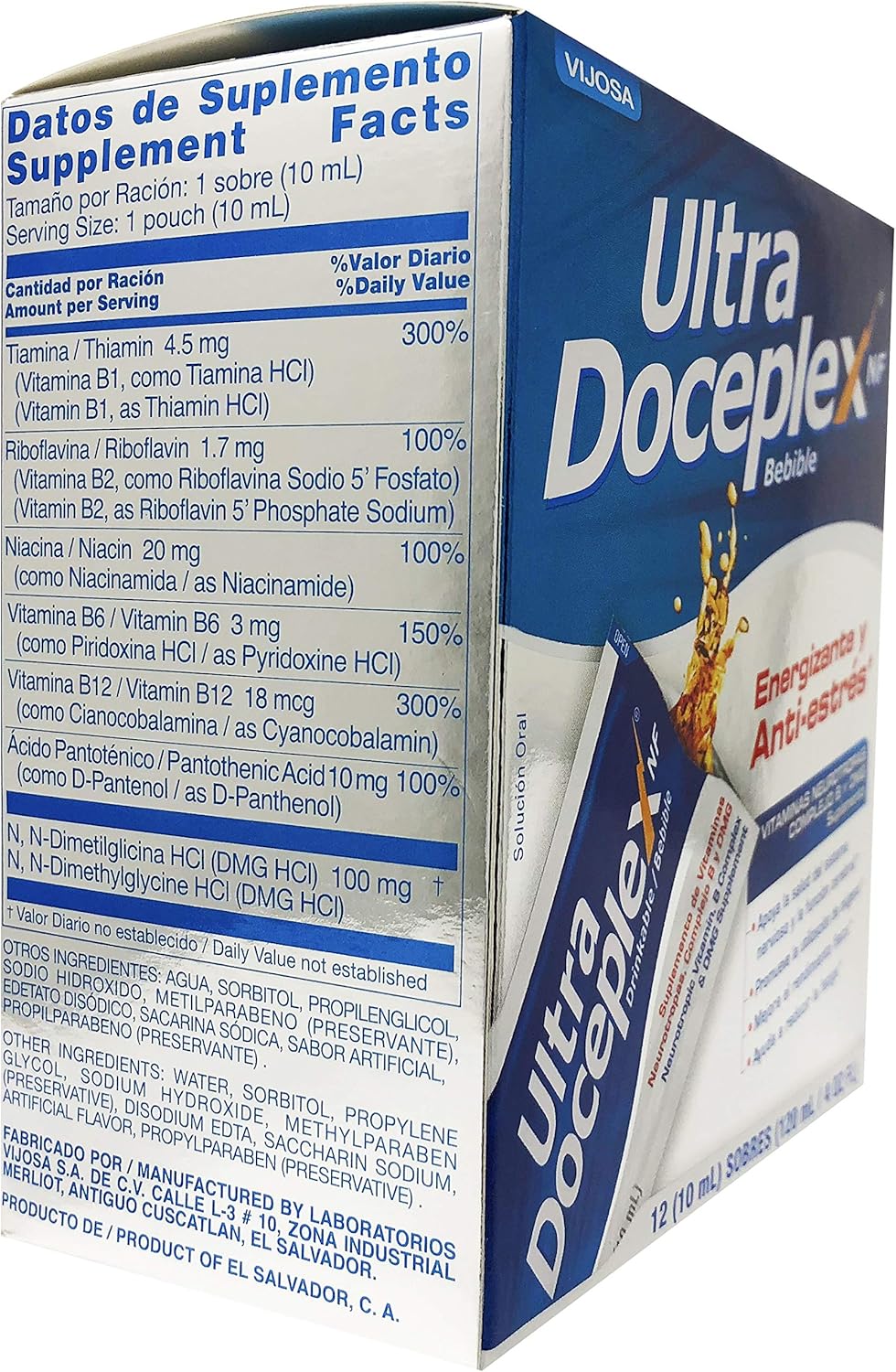 Ultra Doceplex Energy Pouches - Complejo B Líquido, 12 Pouches