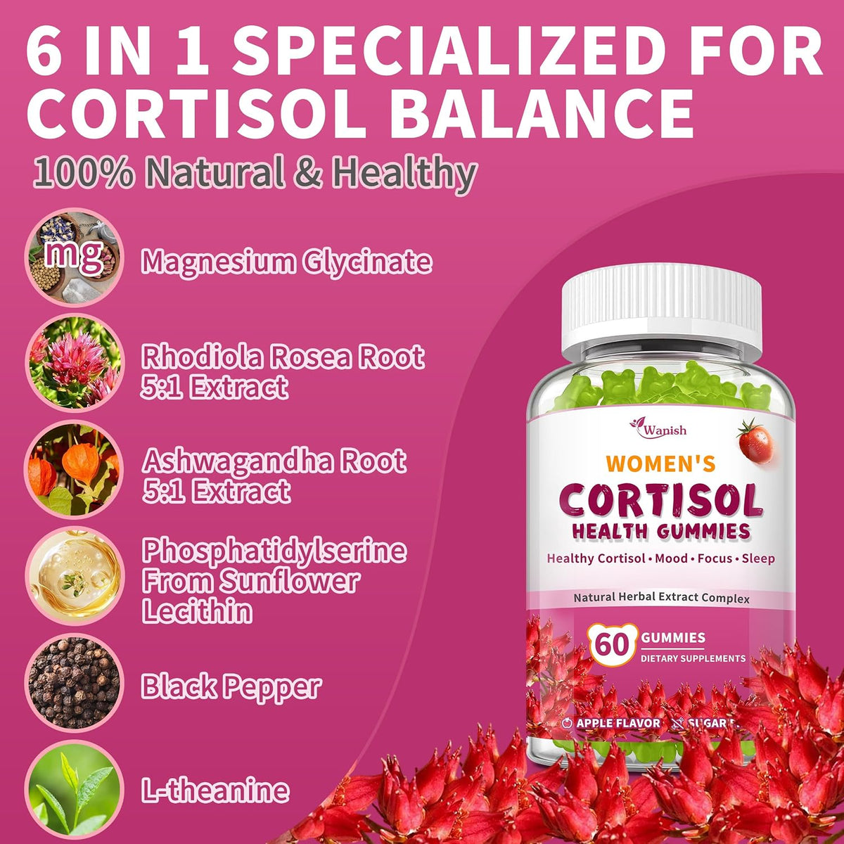 Wanish Gominolas de Cortisol para Mujeres - – Reducción del cansancio: El magnesio también contribuye a disminuir – Image 2