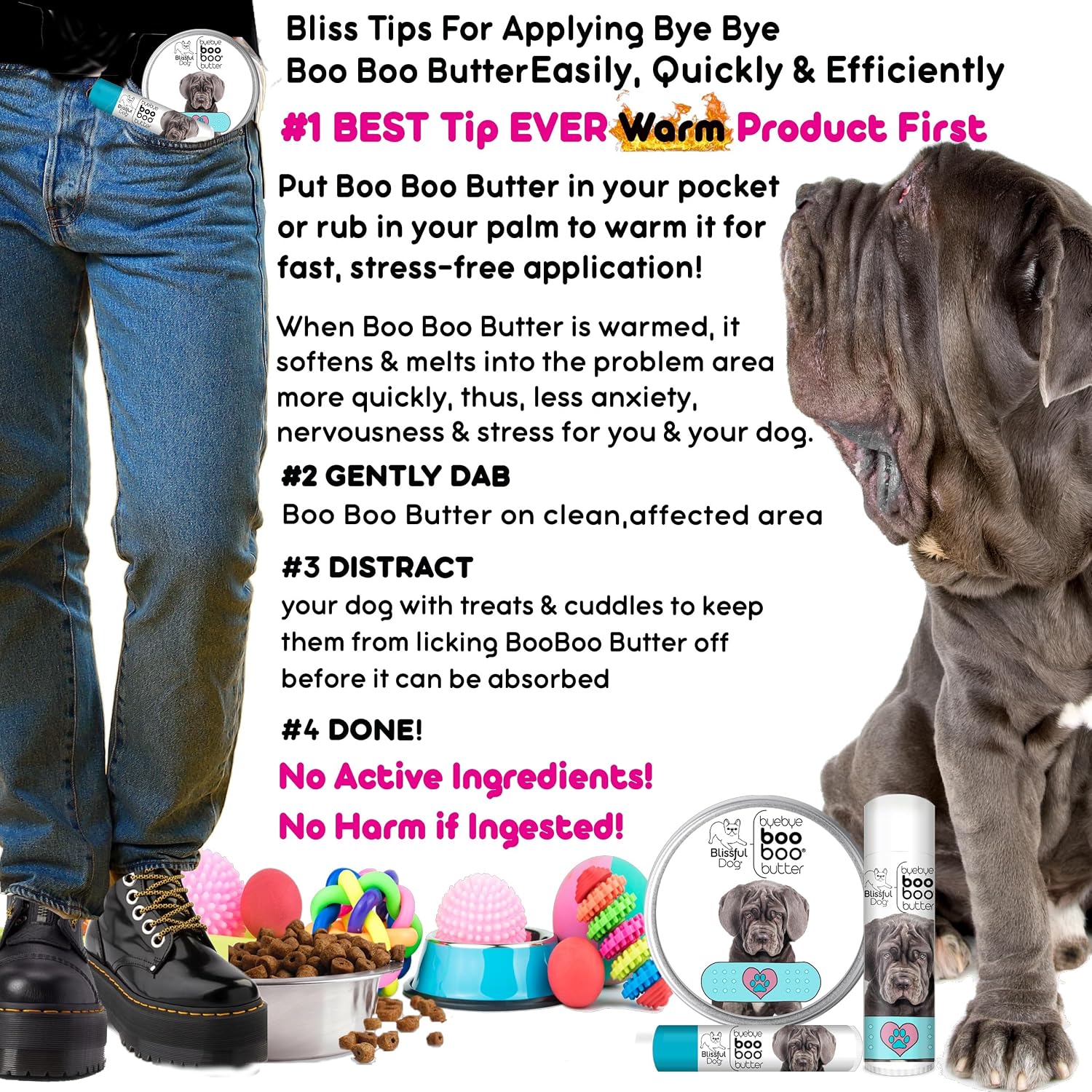 The Blissful Dog Neapolitan Mastiff Booboo Butter - Bálsamo Herbal para Perros (28 g)