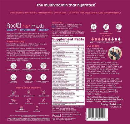 Root'd Multivitamin Powder for Women - 25 Vitaminas y Minerales con 3X Electrolitos, 9 Superalimentos Orgánicos, Probióticos – Image 3