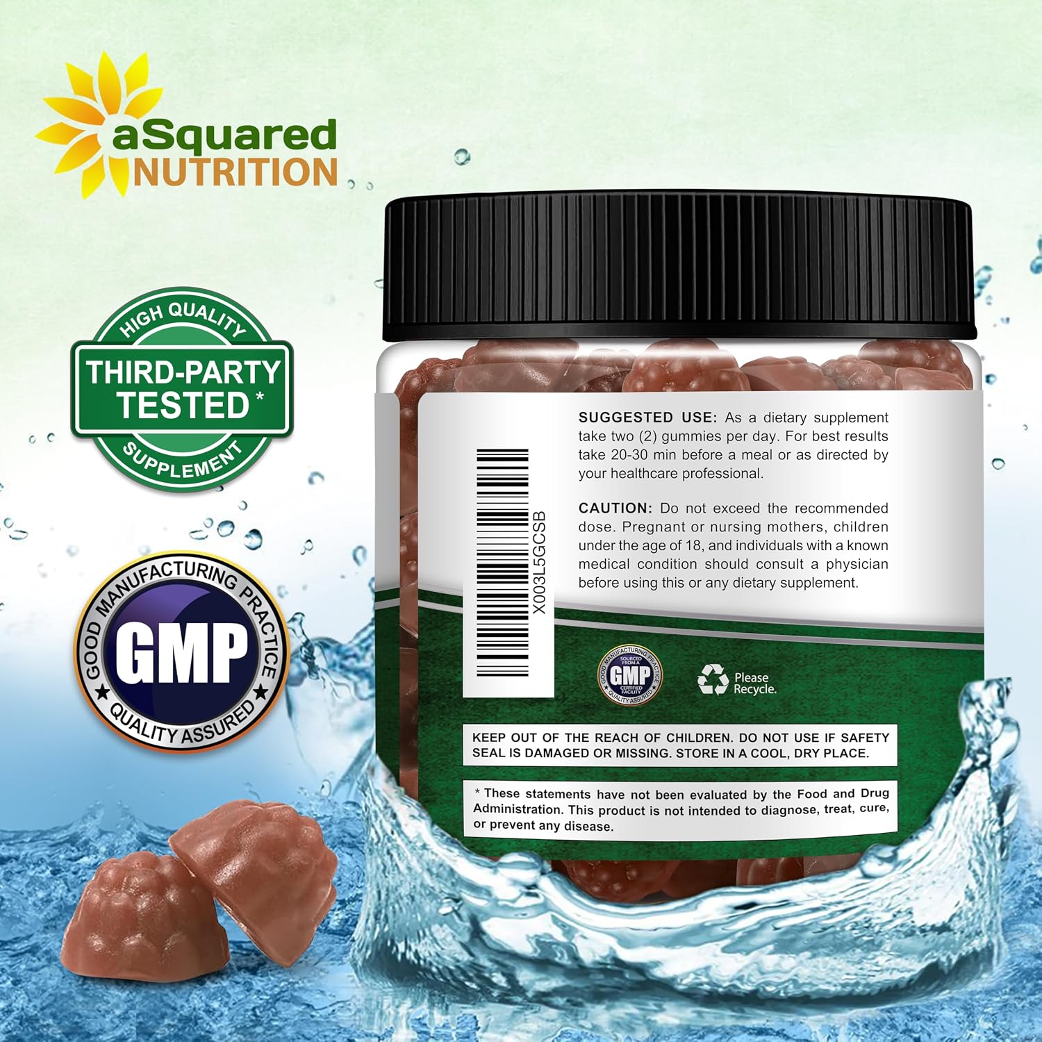 Gominolas de Bergamota Cítrica aSquared Nutrition - 500mg de Extracto por Ración - Alternativa Pura en Gominola a Cápsulas y Pastillas