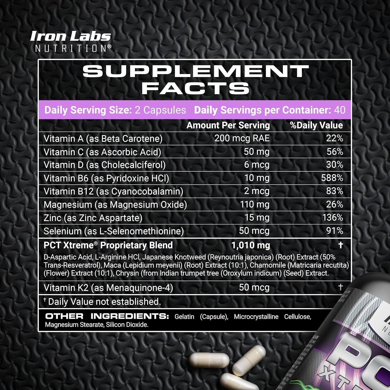 Iron Labs Nutrition PCT Xtreme - Soporte Post-Ciclo para Hombres - 30 Días (80 Cápsulas)