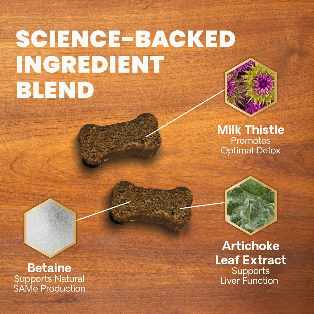 VetriScience Suplemento Hepático para Perros con Cardo Mariano, Alcachofa y Cúrcuma – 60 Masticables Sabor Pollo