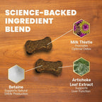 VetriScience Suplemento Hepático para Perros con Cardo Mariano, Alcachofa y Cúrcuma – 60 Masticables Sabor Pollo