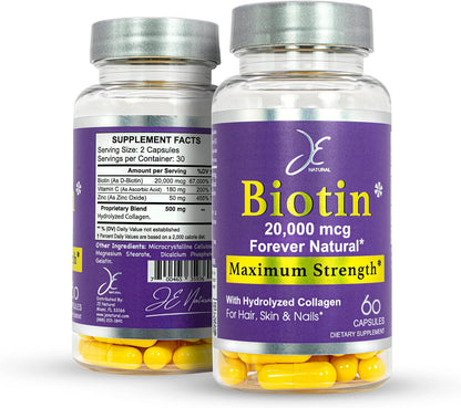JE Natural Biotina para Cabello, Piel y – Metabolismo energético: La biotina contribuye al metabolismo energético – Image 1