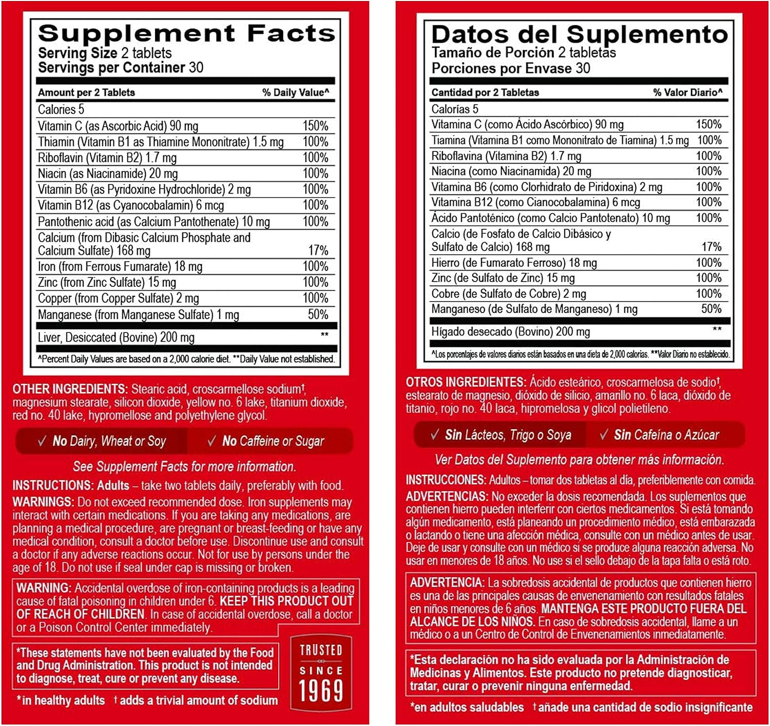 Globulo Rojo Suplemento de Hierro con Vitaminas B, 60 comprimidos